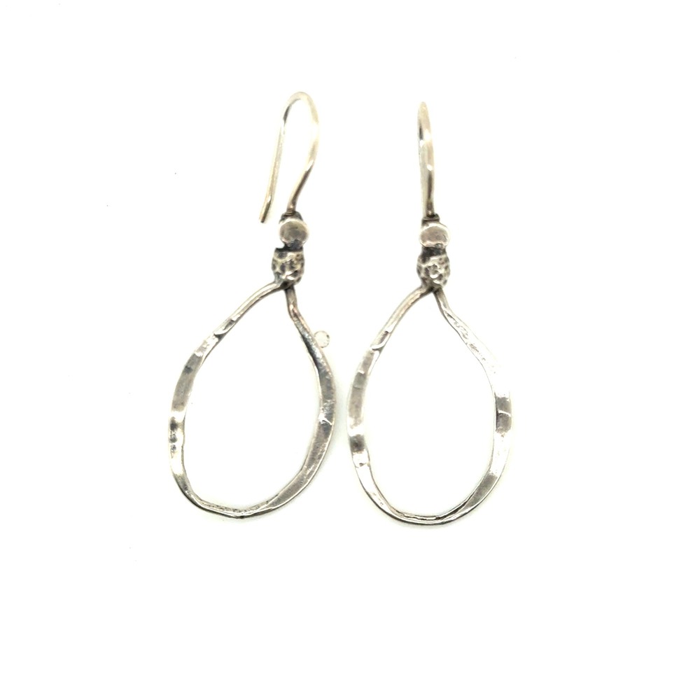 Silpada Sterling Silver Hammered Open Teardrop Dangle Earrings French Wire